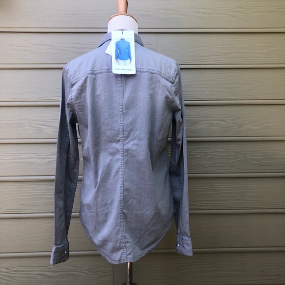 Calvin Klein Grey Button Up Shirt- S - Picture 4 of 6